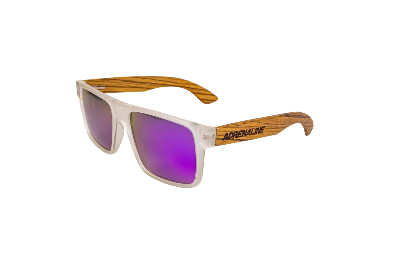 Glasses, Adrenaline Frosted White Frame (Mirror Purple Lens) - AdrenalineApparel