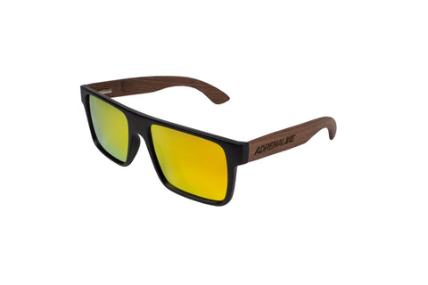 Glasses, Adrenaline Black Frame Legacy (Mirror Gold Lens) - AdrenalineApparel