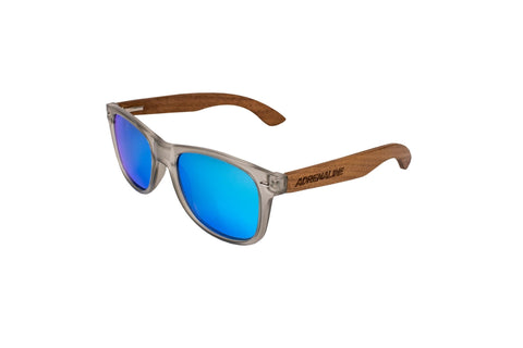 Glasses, Adrenaline Frosted Grey Frame (Mirror Blue Lens) - AdrenalineApparel